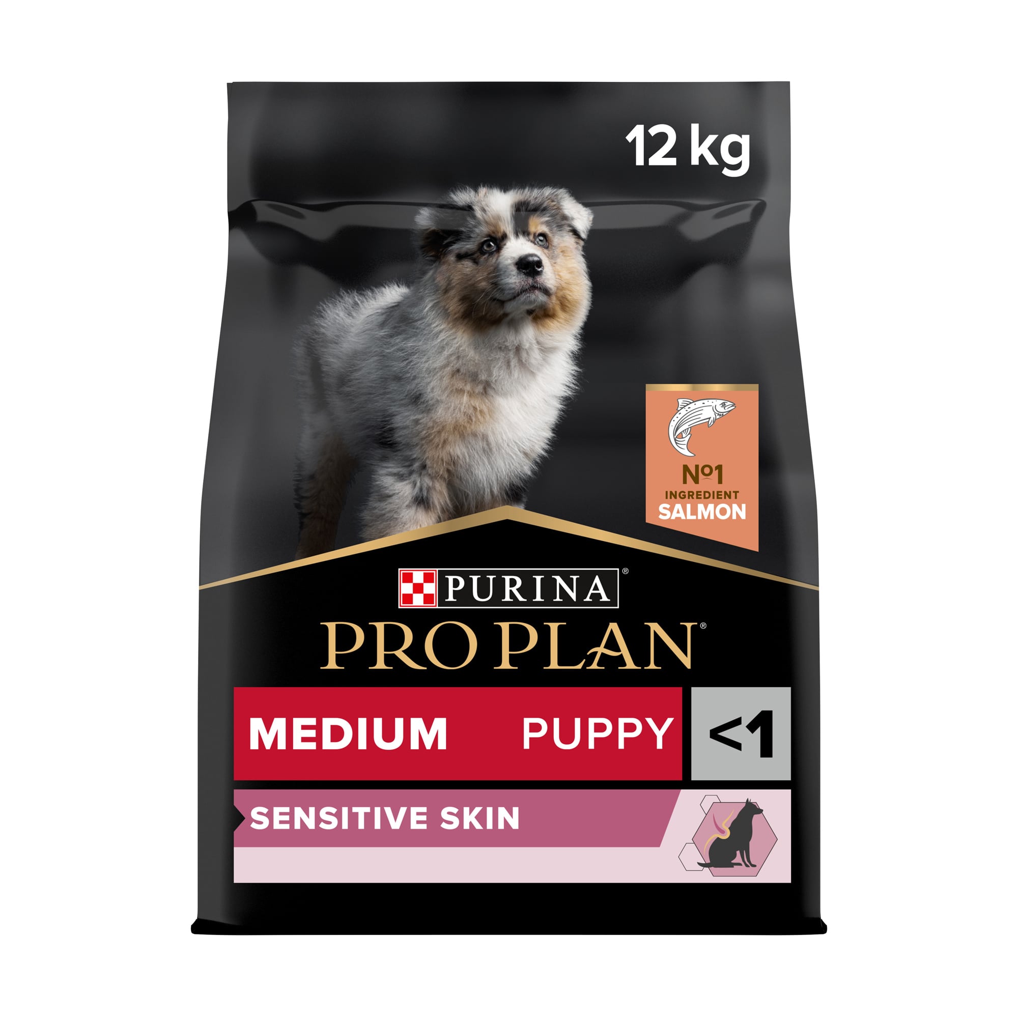 Сухий корм для цуценят середніх порід до 1 року Pro Plan Medium Puppy <1 Sensitive Skin з чутливою шкірою, з лососем, 12 кг